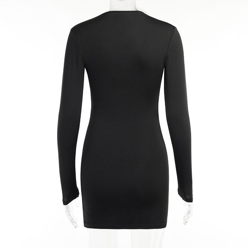 Đầm bodycon cổ chữ V tay dài 6Z0F