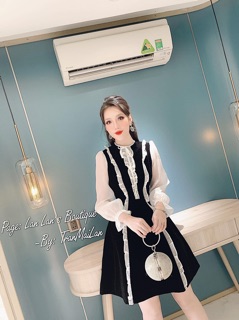 Váy nhung viền bèo (2 màu ảnh thật)