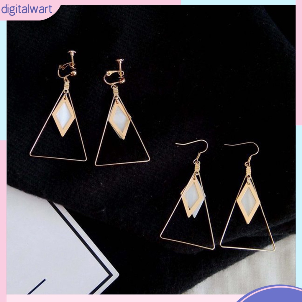 Đôi bông tai dáng dài hình tam giác đính đá độc đáo thời trang cho nữ