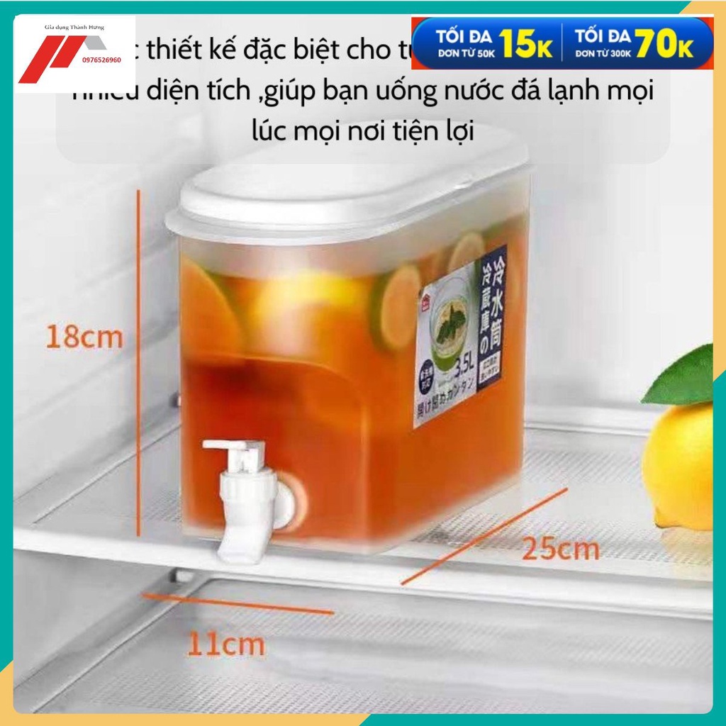 Bình Đựng Nước Có Vòi 3,5L Để Tủ Lạnh Tiện Lợi_ Nhựa PP 100% an toàn