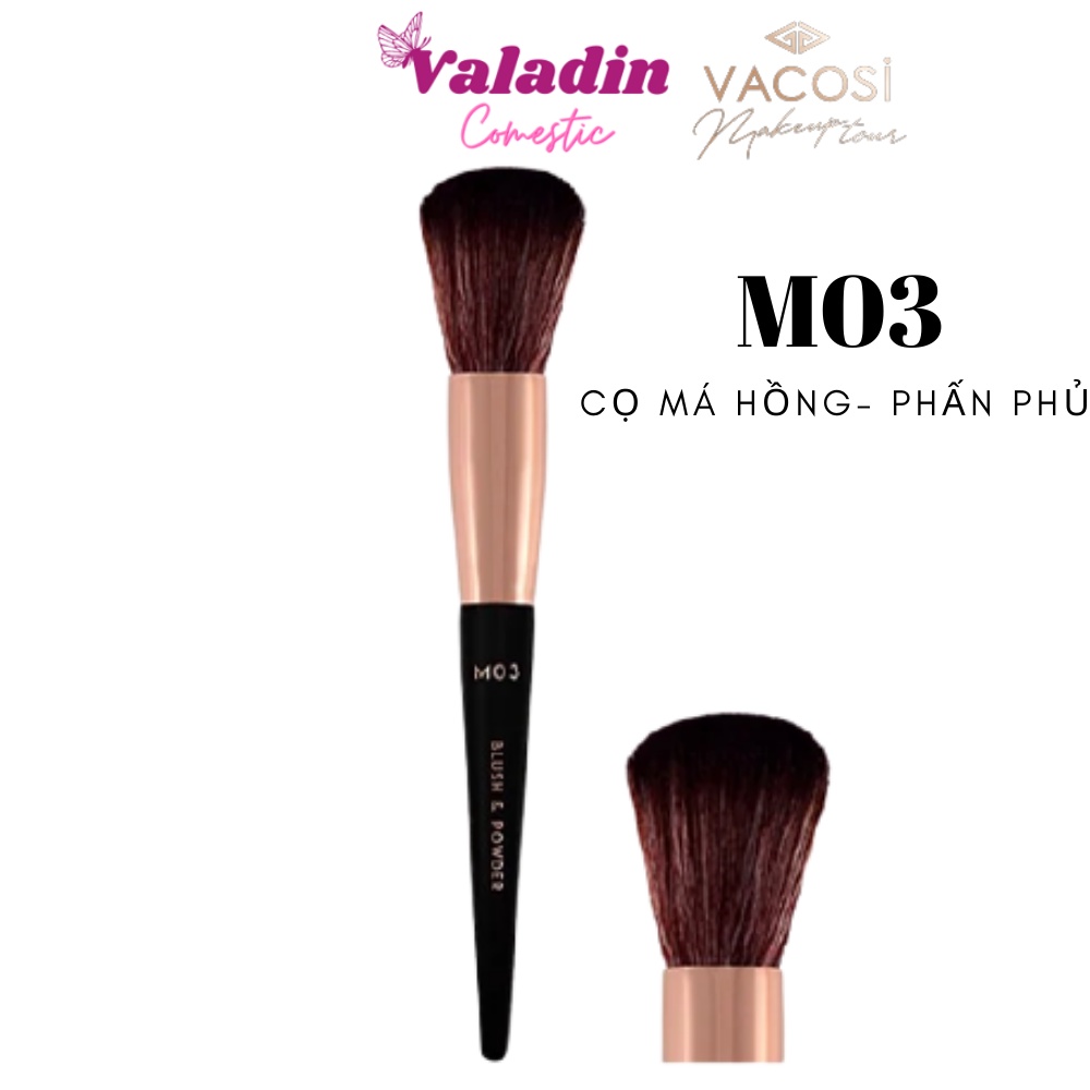 Cọ má hồng + phấn phủ cỡ trung tròn Vacosi M03