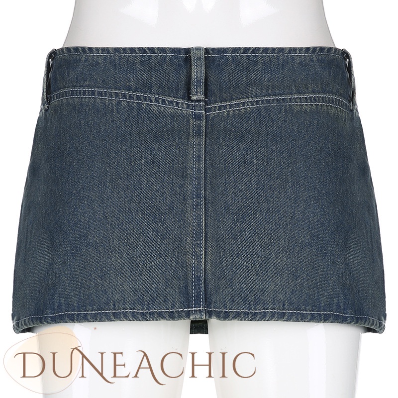 DUNEA Chân váy denim phối nút thời trang đường phố cá tính cho nữ