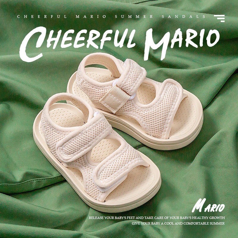 Dép sandal trẻ em [hàng new 2021] Cheerfull Mario LƯỚI siêu nhẹ mềm êm chống trơn trượt cho bé mã SDM1