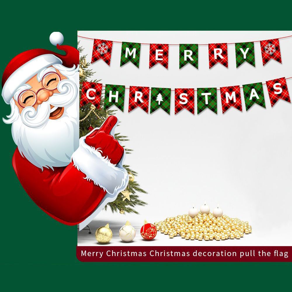 Dây cờ giấy treo trang trí giáng sinh hình ông già noel/người tuyết/tuần lộc