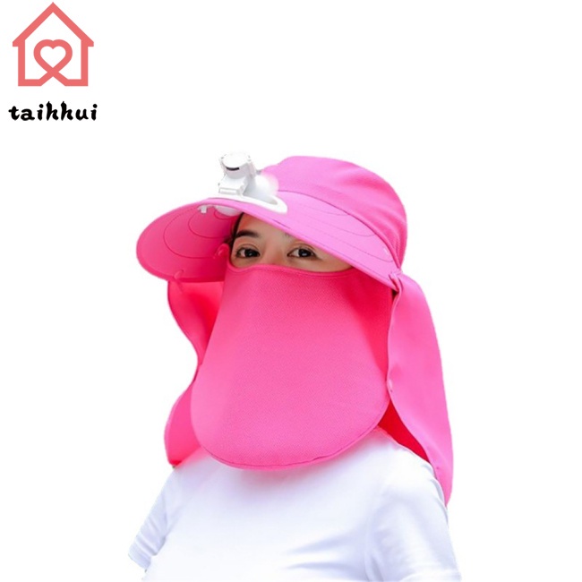Giảm giá hot Mũ chống nắng thể thao ngoài trời có quạt + Che cổ che nắng