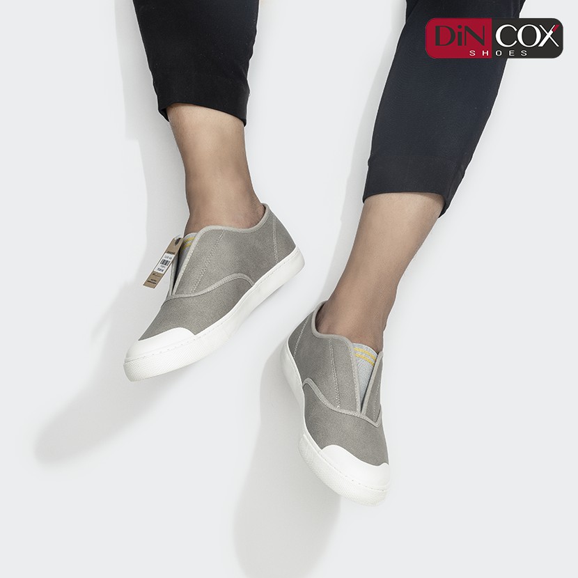 Giày Sneaker Xỏ Lười Slip On Da Nam Chính Hãng DINCOX  C12 Grey Sang Trọng