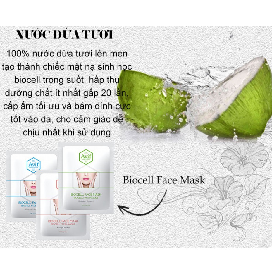 Mặt Nạ Nước Dừa Tươi Vượt Trội BIOCELL WHITENING FACE MASK