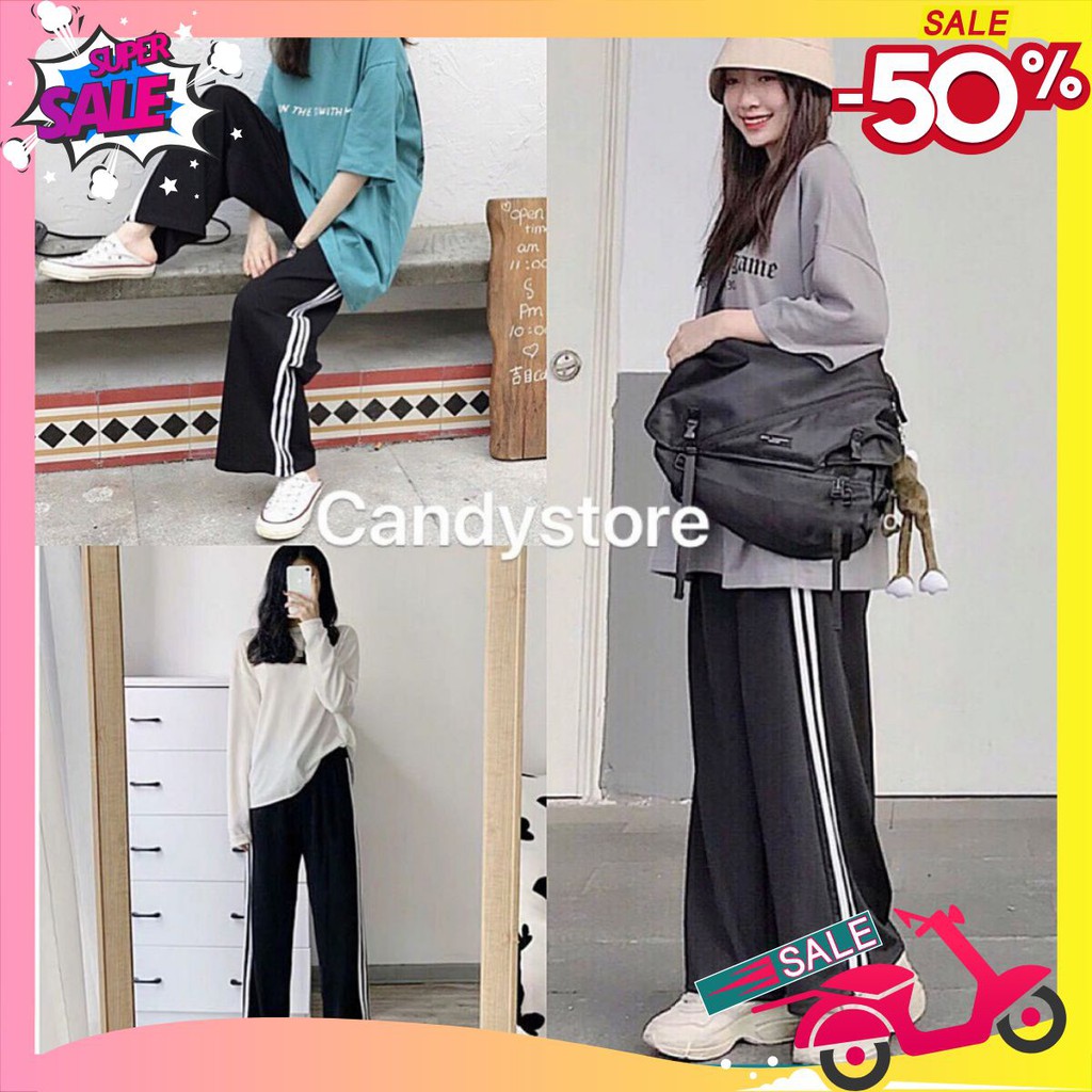 Quần ống rộng 🦋dáng suông dài kẻ sọc nam và nữ mặc đôi rất đẹp