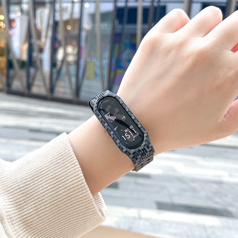 Dây Đeo Sợi Carbon Cao Cấp Cho Đồng Hồ Thông Minh Xiaomi Mi Band 6/5/4/3