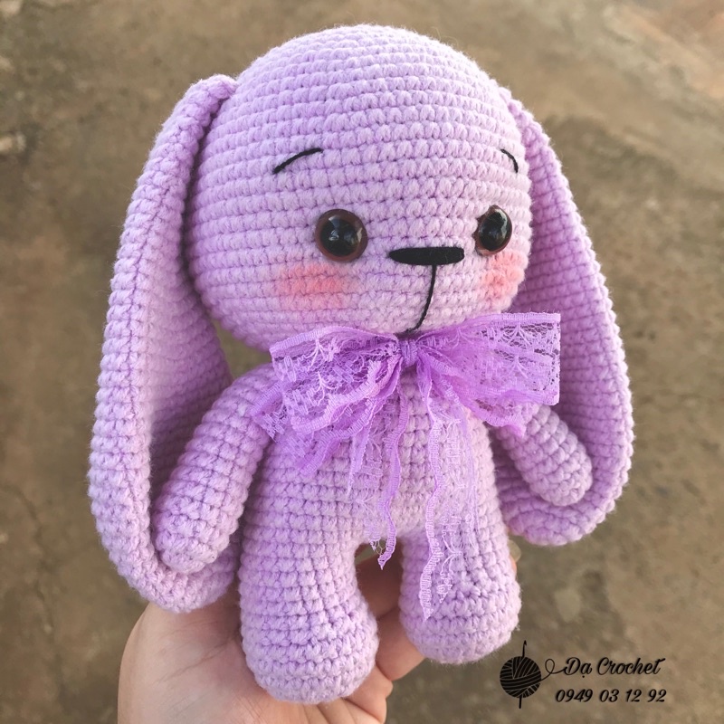 Thỏ Tai Dài Nhồi Bông Bằng Len Cho Bé - Thú Bông Len Handmade Đan Móc Thủ Công Bằng Tay