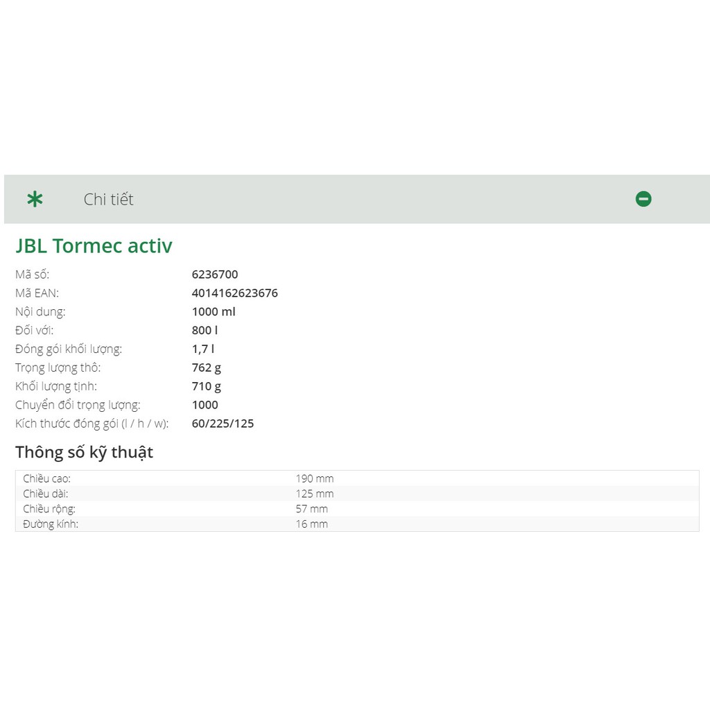 JBL Tormec Activ | Than Bùn Hoạt Tính - Vật Liệu Lọc Giảm pH và Độ Cứng Carbon (kH), Ngăn Ngừa Tảo Hại