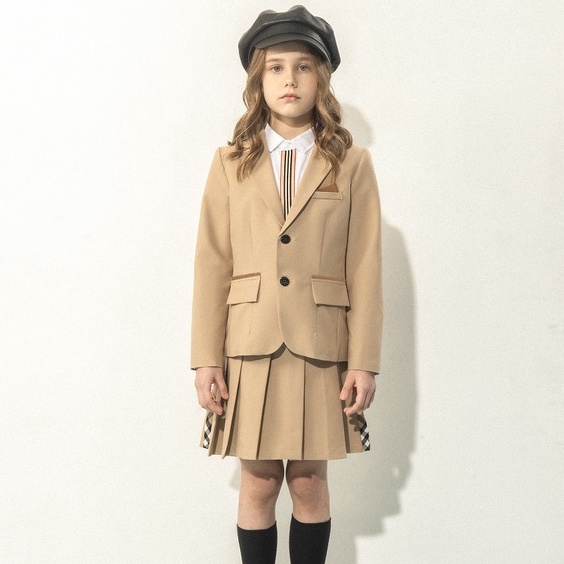 Quần váy xếp ly 137KIDS viền caro burberry lưng cạp chun cho bé gái đi học đi chơi