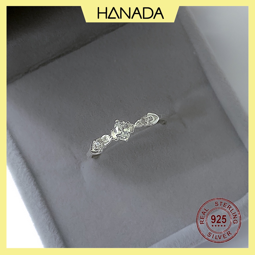Nhẫn Nữ Bạc 925 Kiểu Cách Điệu Đính Đá Đá Lấp Lánh Hanada Phụ Kiện Trang Sức Bạc 0061 N14