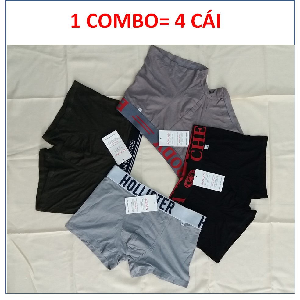 (Freeship 50k TQ )Combo 4 Quần lót nam, quần boxer nam cotton- Hàng VN ( ẢNH THẬT)