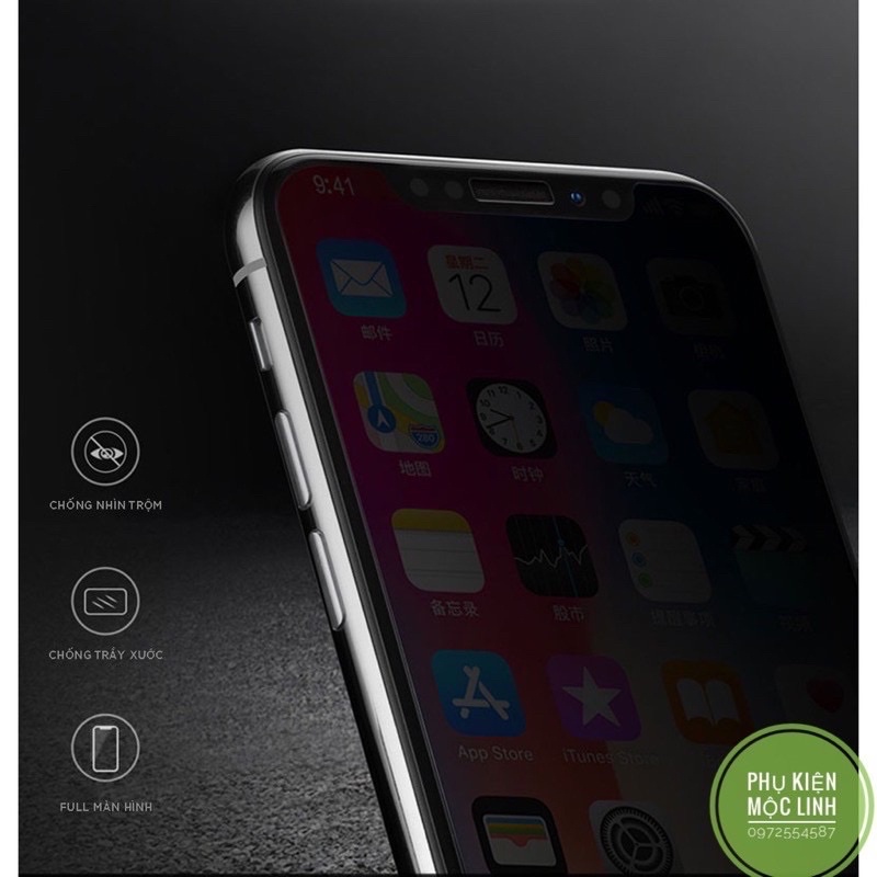 Kính cường lực iphone chống nhìn trộm 6 | 7 | 8 | Plus |X |Xr |Xs max11 12Mini 12 Pro max nguyên khối dán