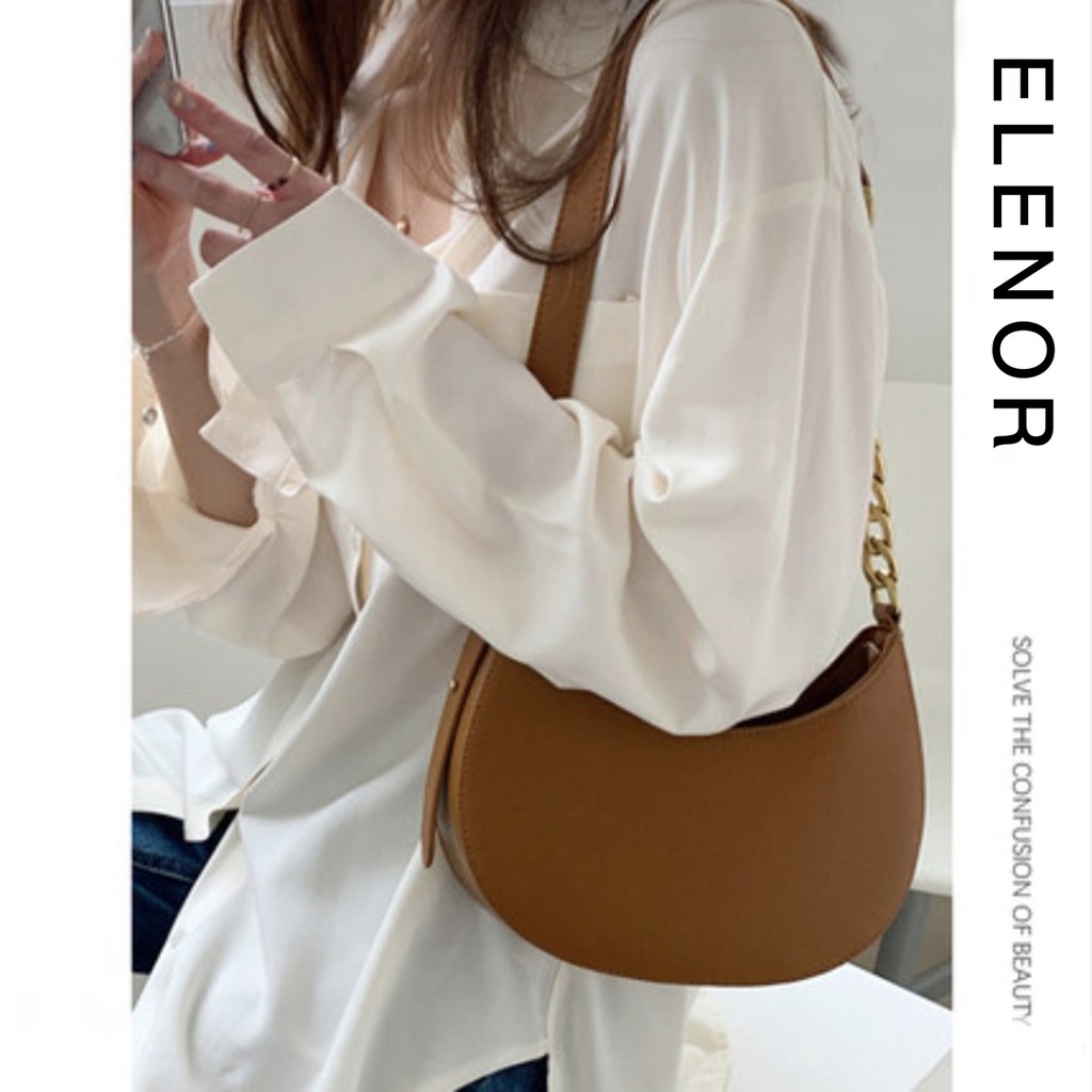 Túi Đeo Vai Kẹp Nách Nữ ELENOR June bag TC35, quai phối xích đơn giản, cá tính