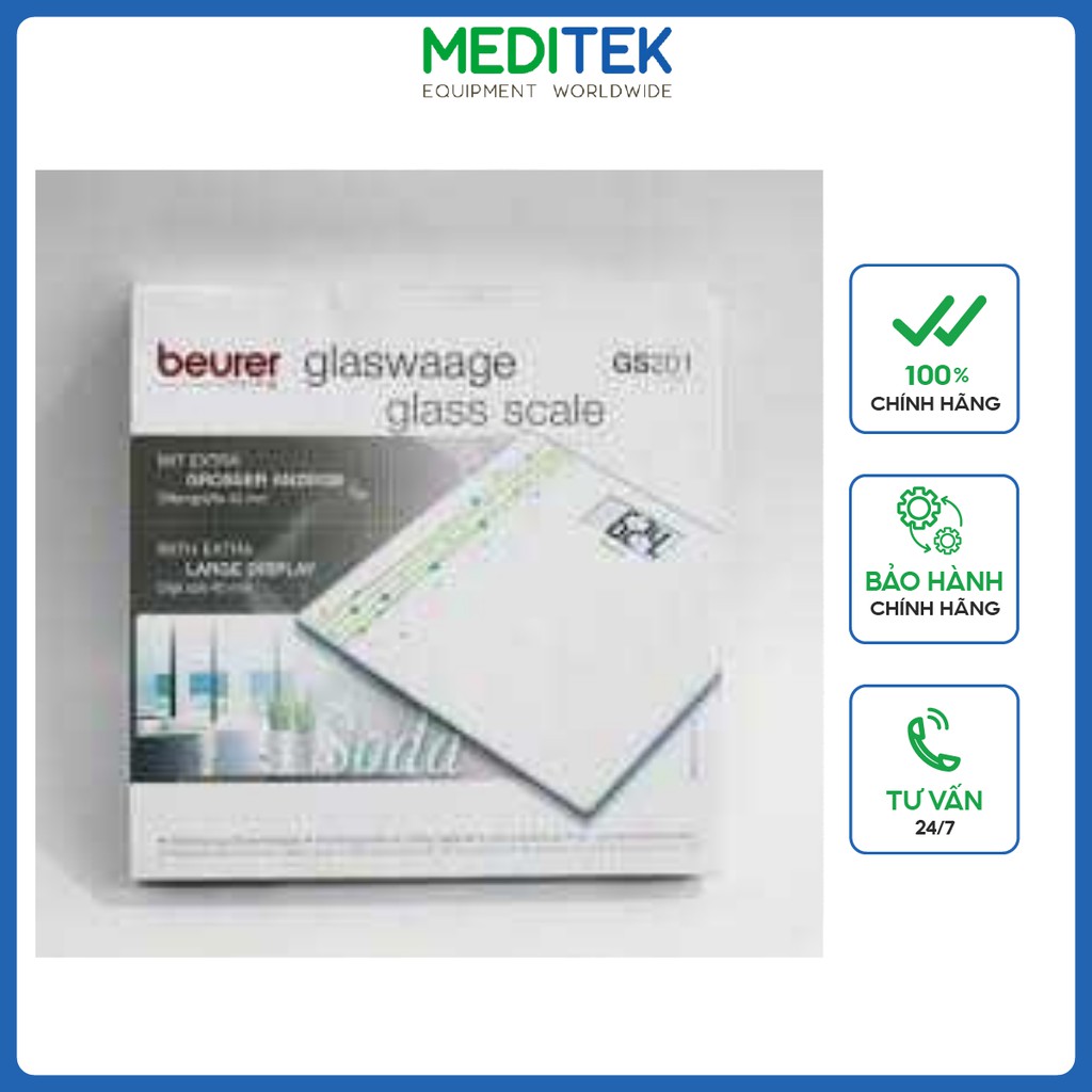 Cân điện tử mặt kính Beurer GS201, Chính hãng của Đức, Bảo hành 24 tháng