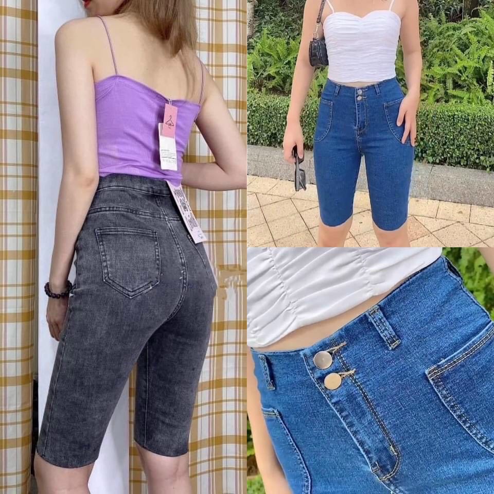 Quần đùi nữ, quần short jean lưng cao chất jean bền đẹp BASIC hàng chuẩn shop