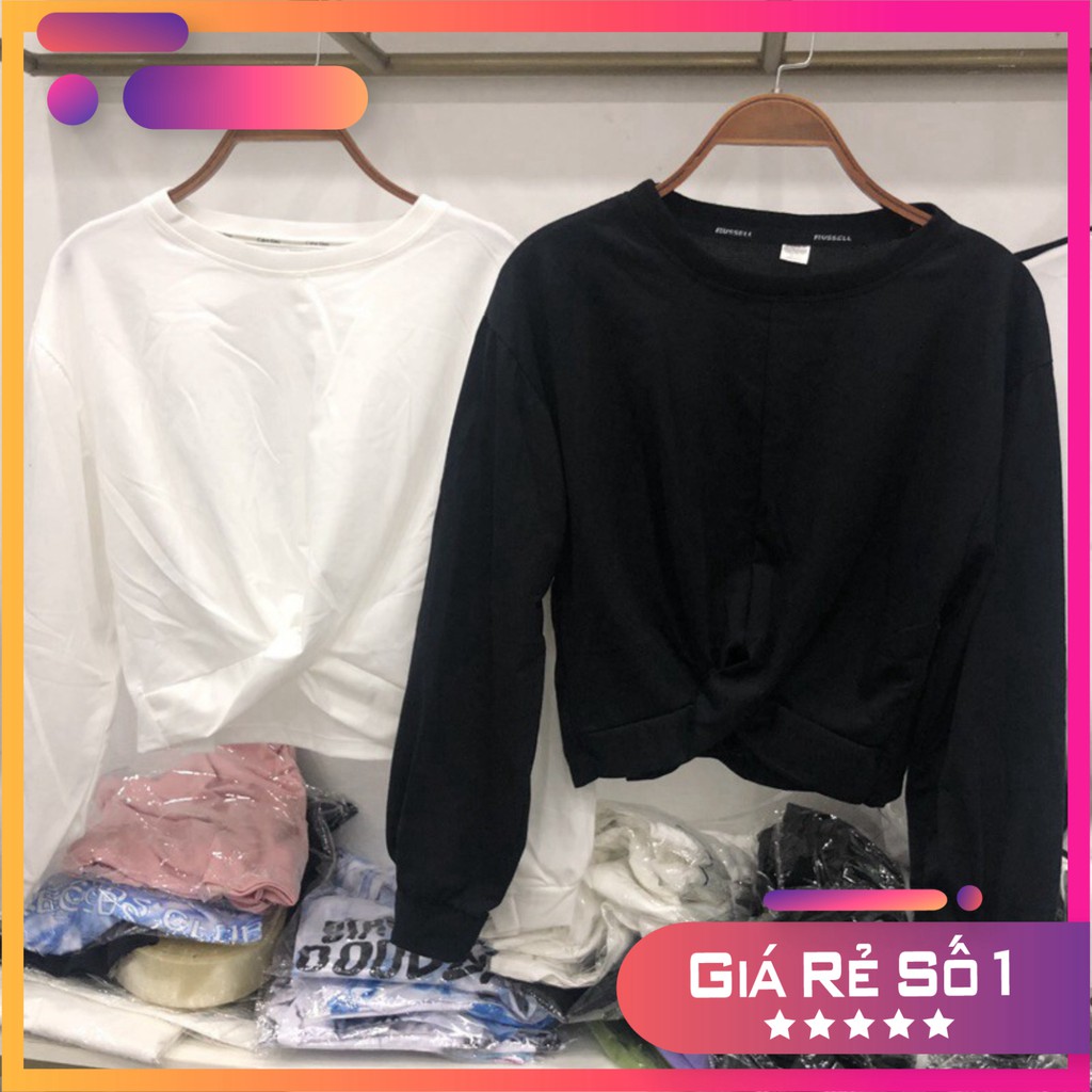 [RẺ VÔ ĐỊCH Áo Croptop Nỉ Xoắn Eo Dài Tay BÁIC Ảnh thật (Ảnh thật + Video)
