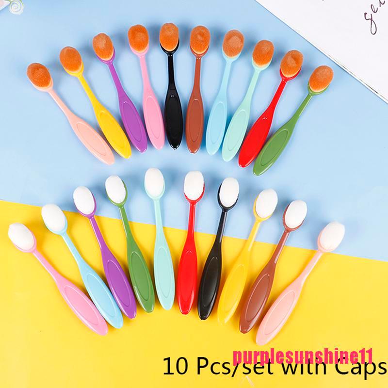 10 Pcs Blending Brushes Set Drawing Painting Makeup Brushes Flat Kit Appli