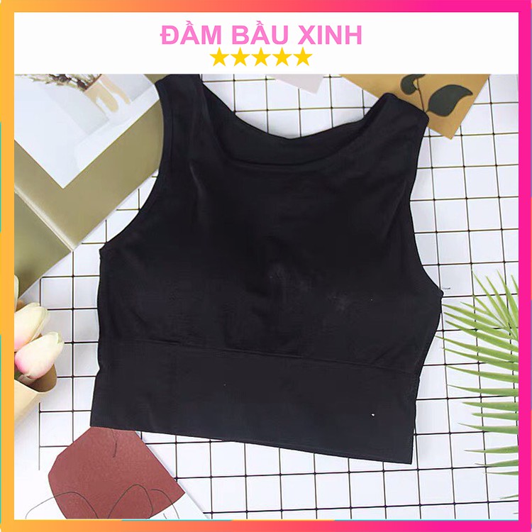 Áo Croptop Sát Nách Có Mút Đệm Ba Màu Chất Cotton Co Dãn