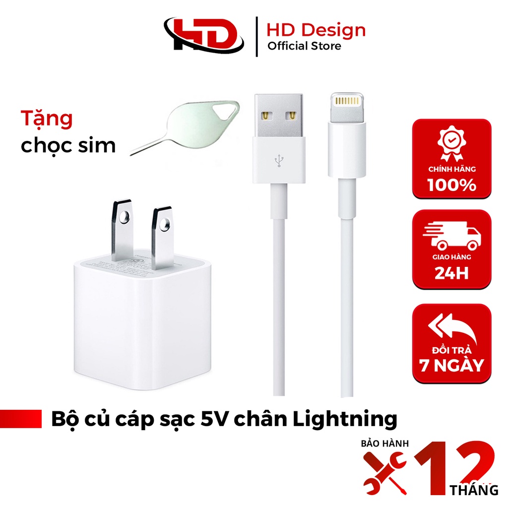 Bộ Củ Cáp Sạc Chân cáp sạc Sạc IPDòng 5V 1A-HD DESIGN