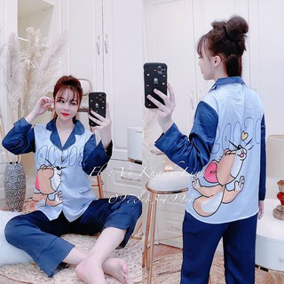 [FREE SHIP] Bộ đồ Pijama lụa💖Bộ lụa tay dài hoạ tiết mát lịm [HÀNG SIÊU ĐẸP]