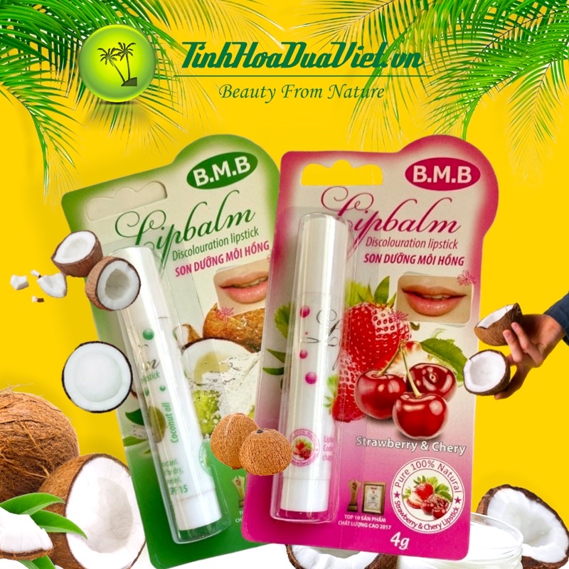 Bộ đôi son dưỡng có màu BMB - Son dưỡng B.M.B có màu hồng nhạt và hồng đậm (2 màu)
