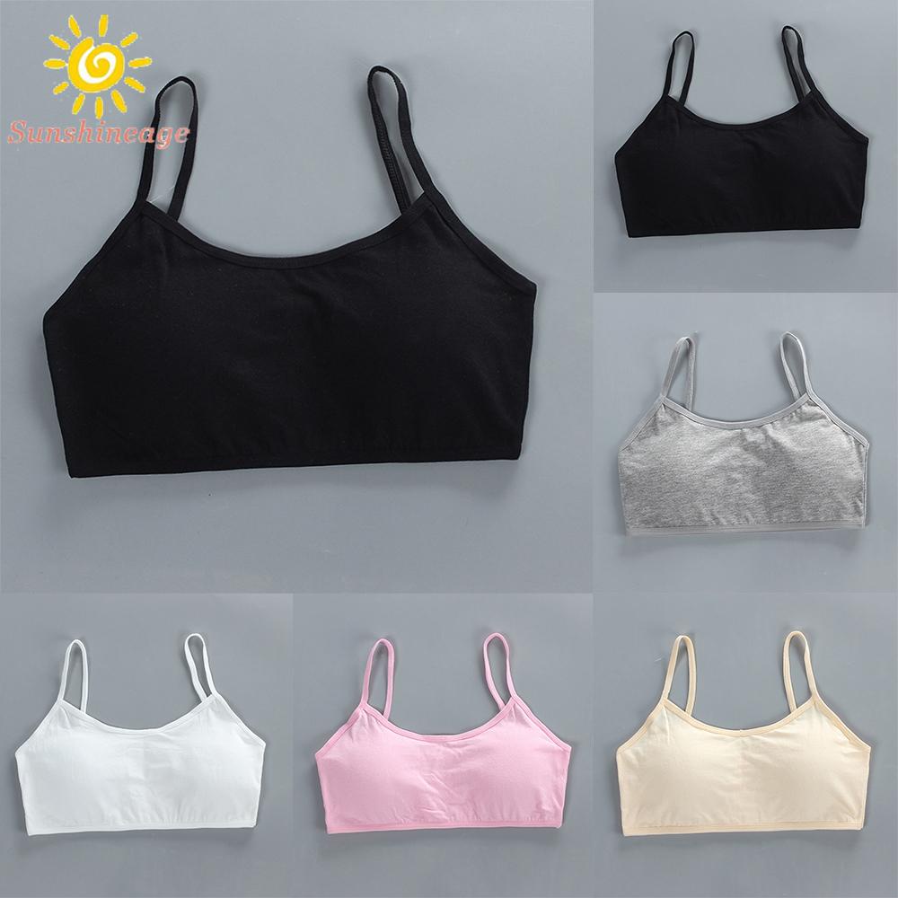 Áo Lót Crop Top Màu Trắng/Đen/Xám Thời Trang Mùa Hè Cho Bé Gái Từ 9-12 Tuổi