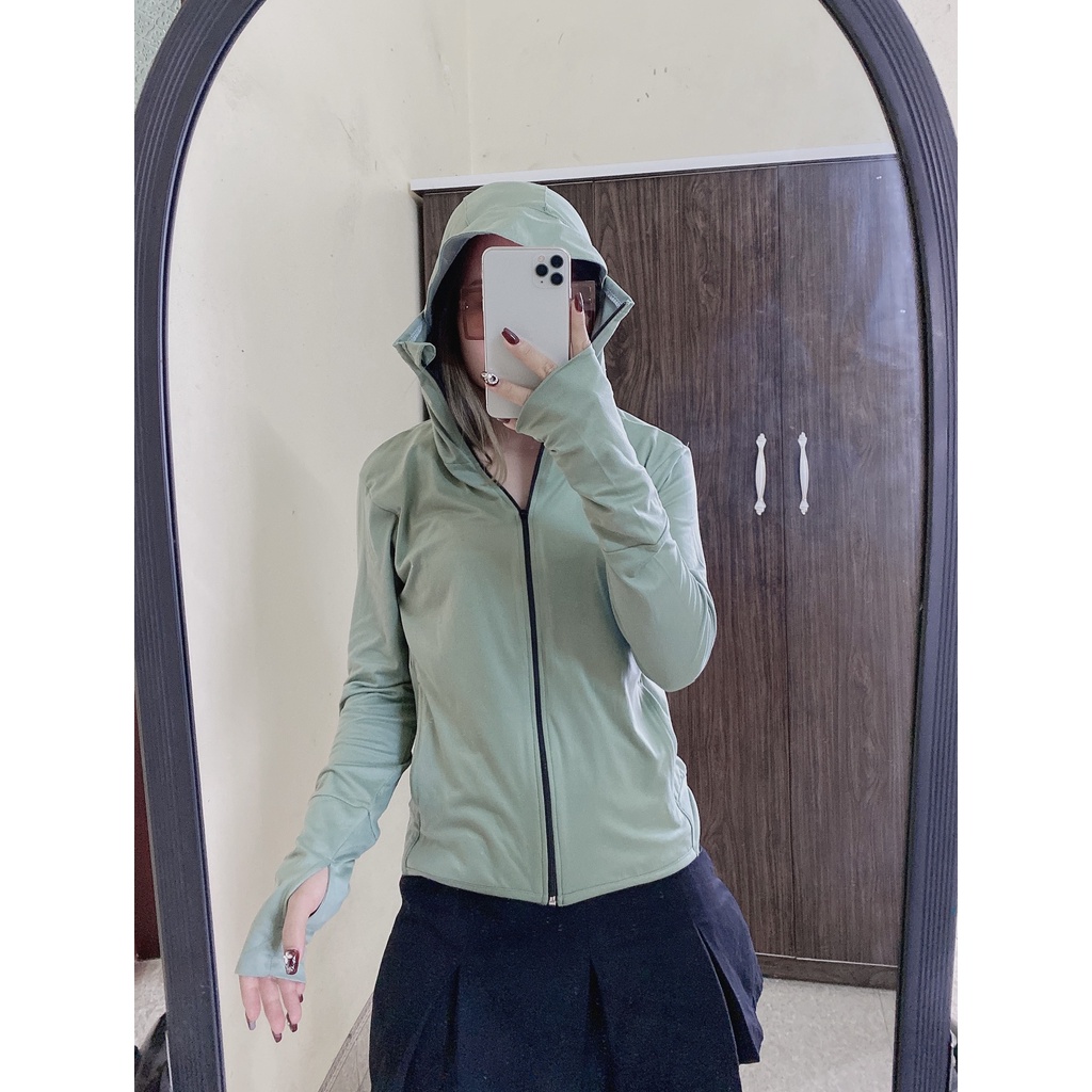Áo Khoác Thun Nữ Có Nón Chống Nắng Ôm Body Siêu Đẹp Mềm Mịn Mỏng Mát