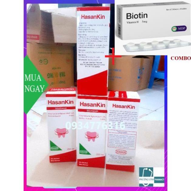 Combo Biotin 5mg+ Nước súc miệng HASANKIN 250ML