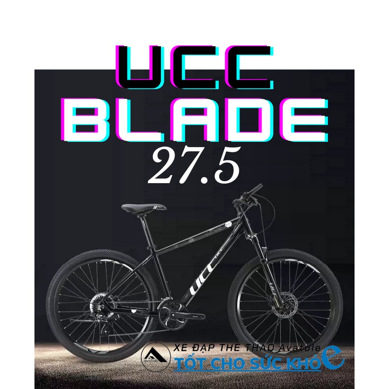 Xe đạp UCC Blade 27.5, Khung sườn hợp kim nhôm ALLUXX 6061 size17, Bộ truyền động Shimano Tourney TX 24speed, Màu đen