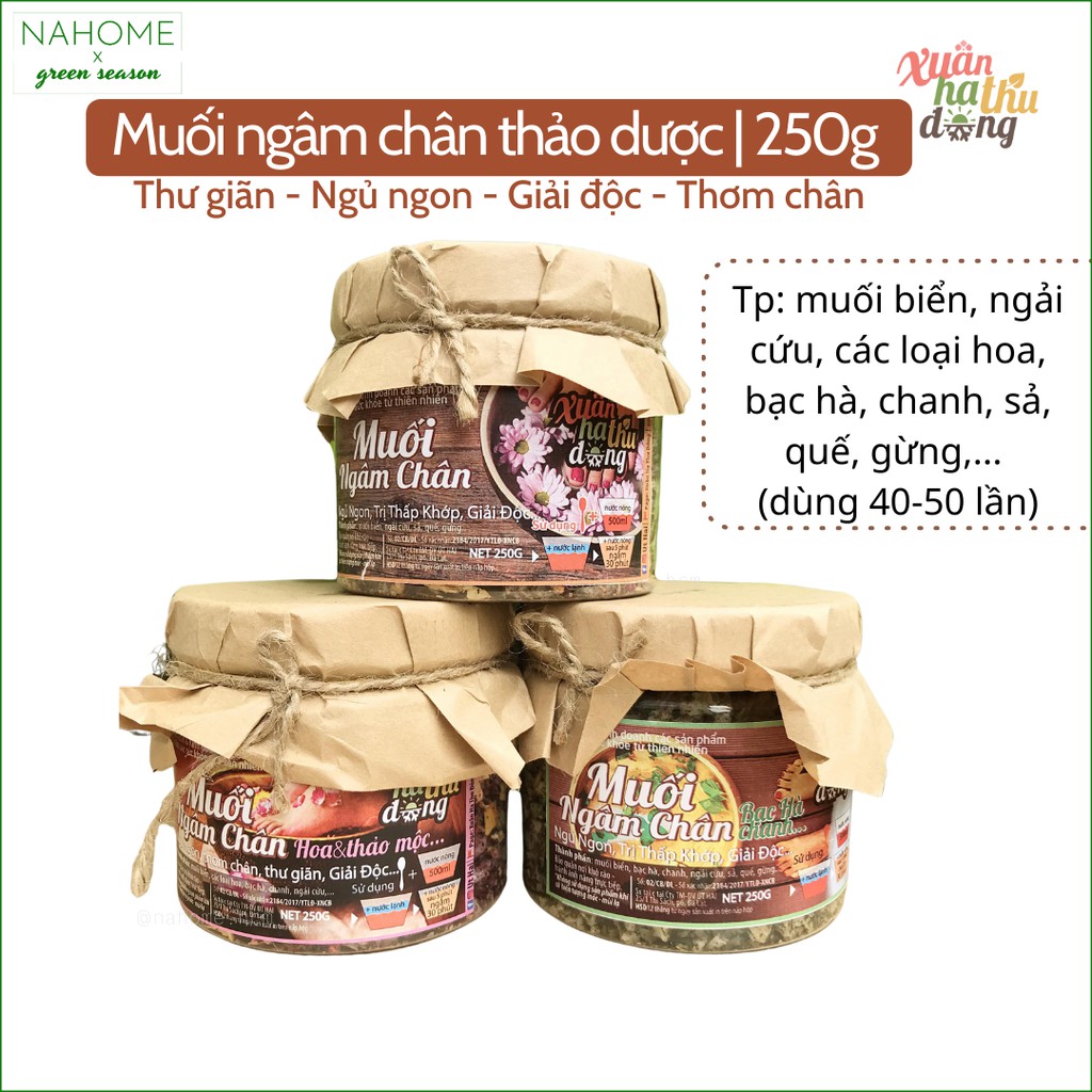 Muối ngâm chân thảo dược Xuân Hạ Thu Đông thư giãn, ngủ ngon, thơm chân và giải độc 250gr (40-50 lần) Đà Lạt 1893