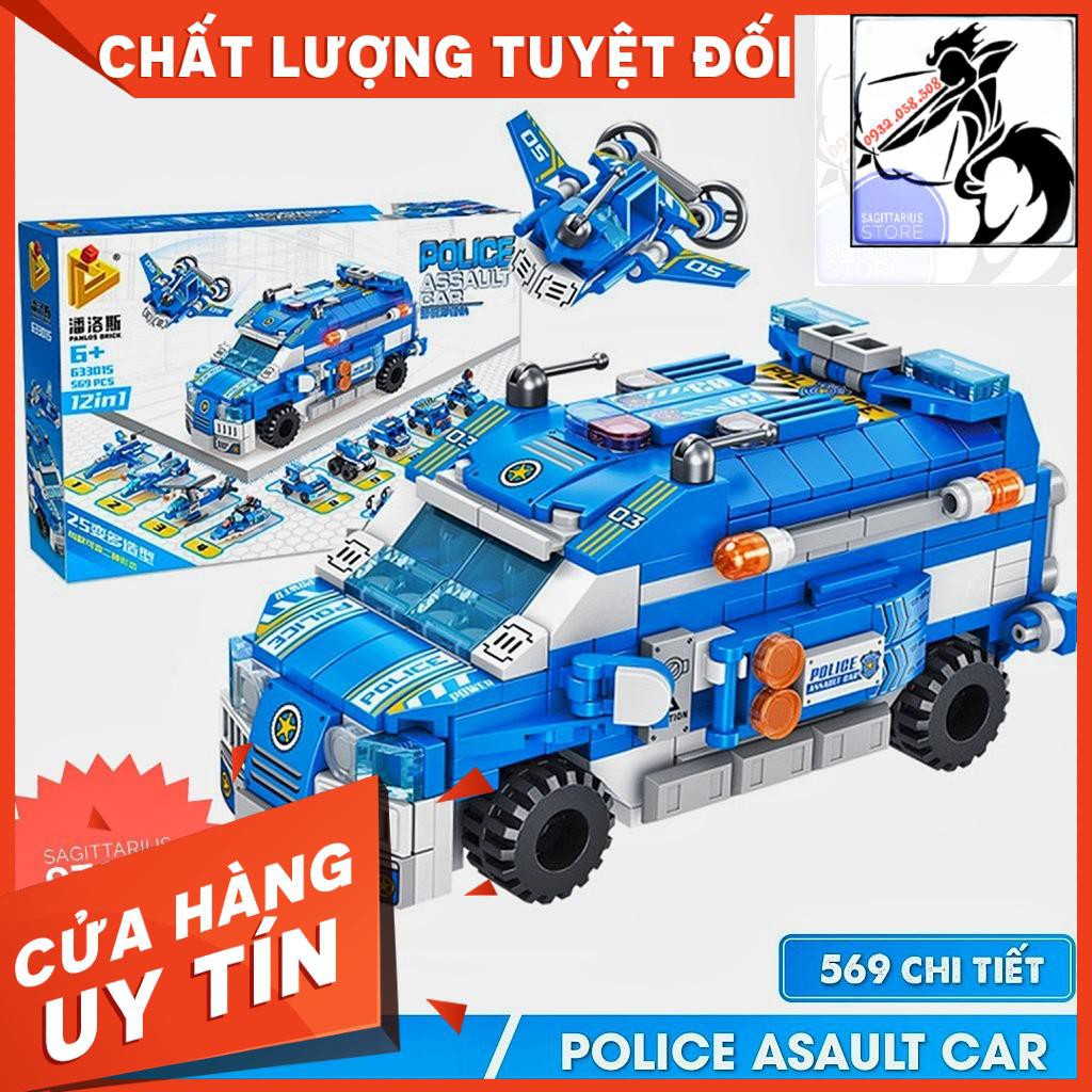 Lego Panlos 633015 Lắp Ráp Xe Cảnh Sát 12 in 1 - Police Assault Car ( 569 Mảnh ) [Hàng Có Sẵn]