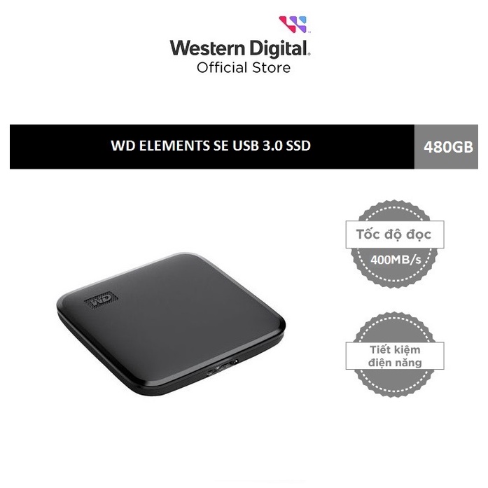 Ổ cứng di động 480GB External SSD Western Digital Elements SE USB 3.0 (WDBAYN0020BBK-WESN)