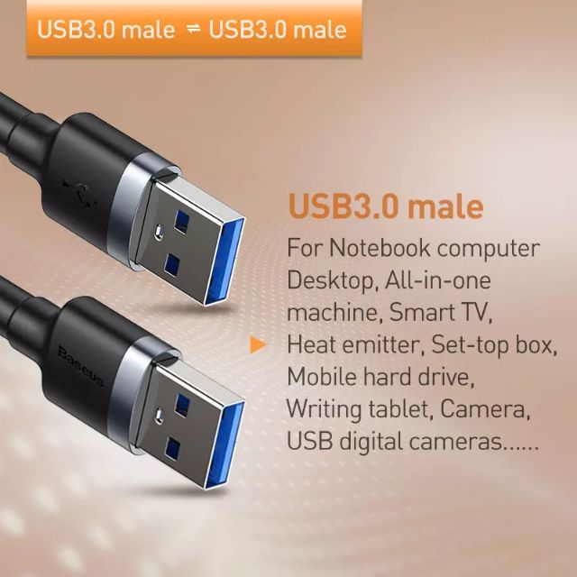 Baseus Cáp Nối Dài USB Loại A Với Sợi Dây Nối Dài USB 3.0 Cáp Cho Smart TV PS4 Xbox SSD 5GB US3.0 Đồng Bộ Dữ Liệu Dây