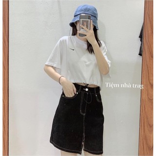 Áo croptop form rộng thắt eo ( video tự quay )