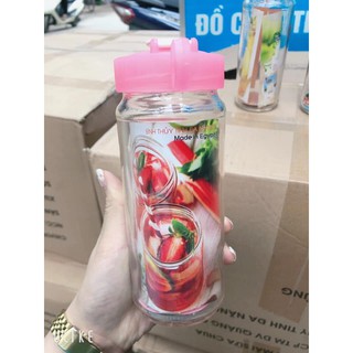 Bình nước thủy tinh 330ml nhiều màu