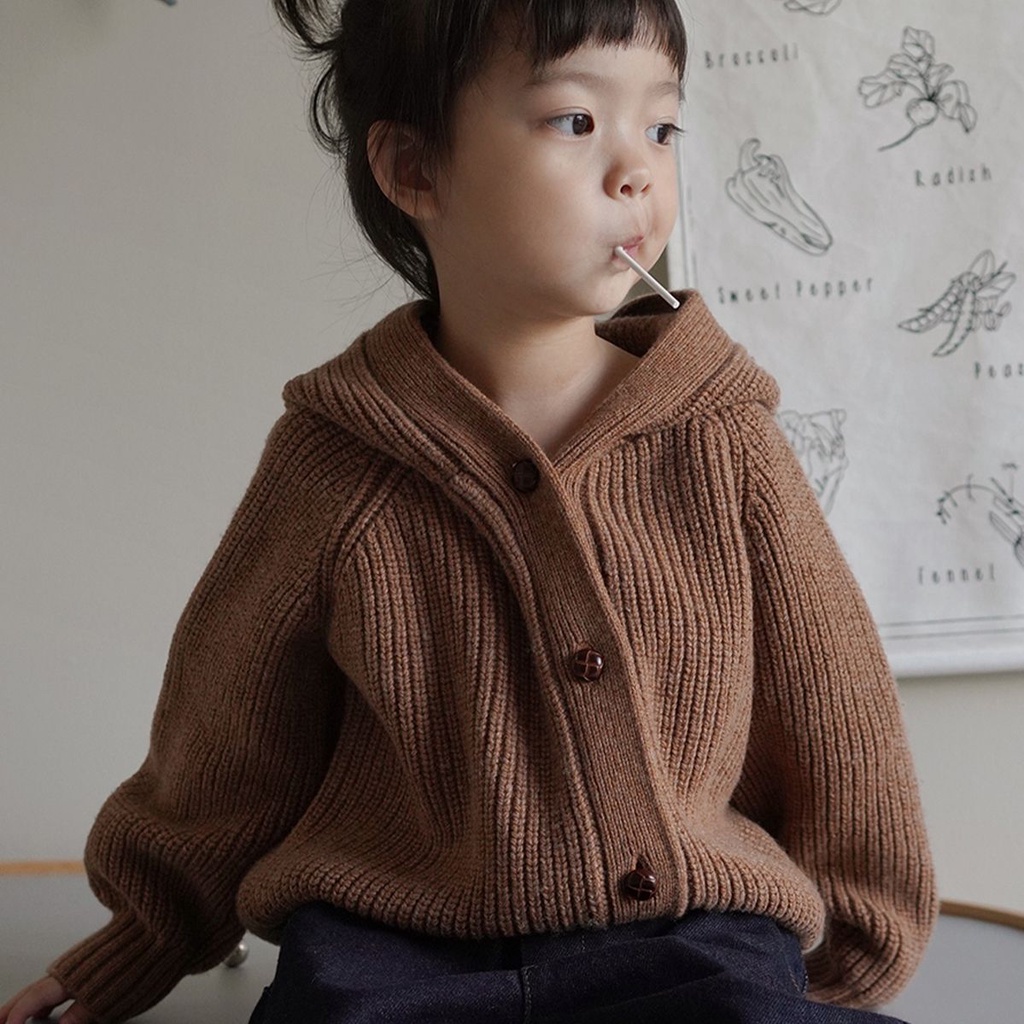 Áo Khoác Cardigan Dệt Kim Có Mũ Trùm Kiểu Anh Thời Trang Mùa Thu 2022 Cho Bé Gái / Bé Trai