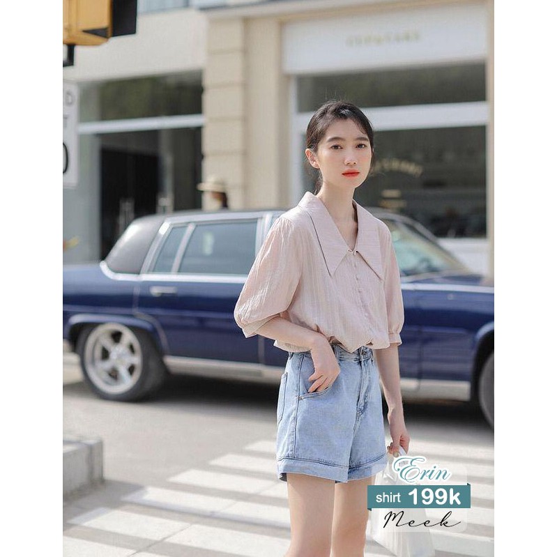 Erin Shirt - Áo sơ mi cổ V tay phồng lỡ - Meek Fashion