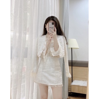 Set dạ viền voan