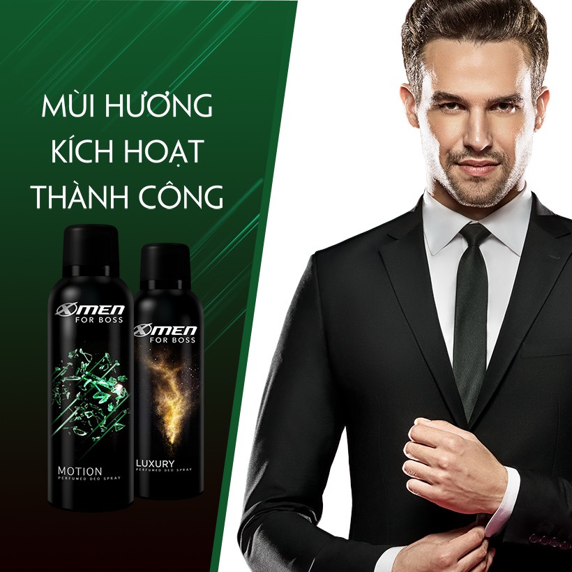 Combo chai Xịt khử mùi Motion 150ml + Chai Xịt khử mùi Luxury 150ml (X-men for Boss)