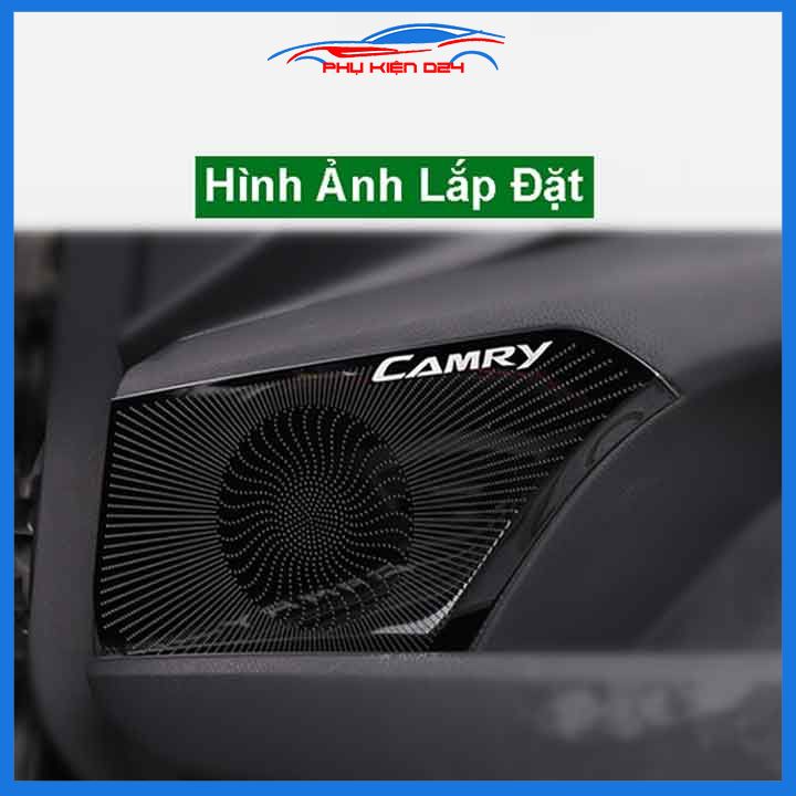 Bộ ốp màng loa vân Titan cho xe Camry 2019-2020-2021-2022 chống xước trang trí nội thất ô tô
