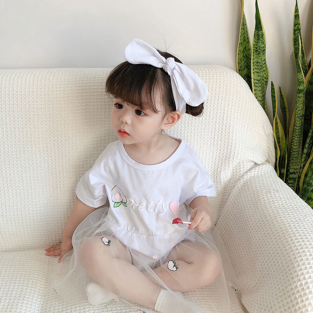 Áo Liền Quần + Băng Đô Cho Bé Mới Sinh