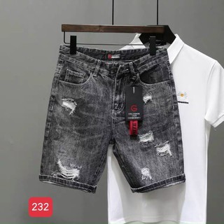 Quần short jean nam chất bò co giãn- quần lửng nam màu đen rách phong cách PN SHOP90 ms219
