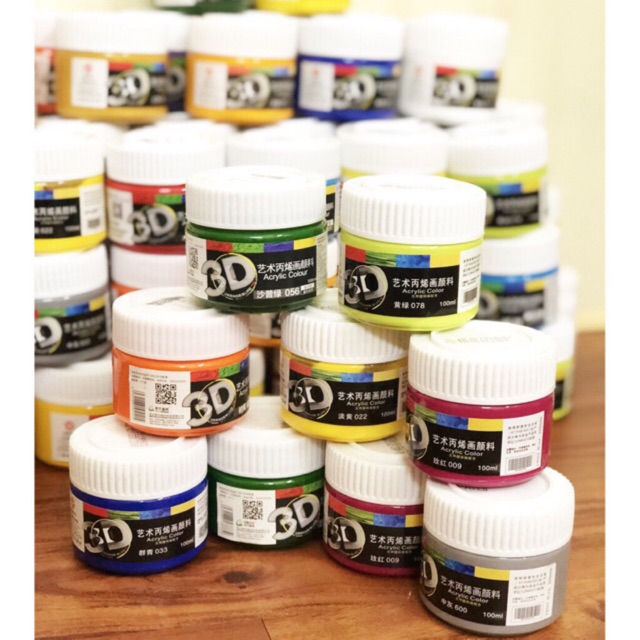 Màu Vẽ ACRYLIC 3D Chinjoo, Màu 3D, Màu vẽ vải vẽ tường (100ml)