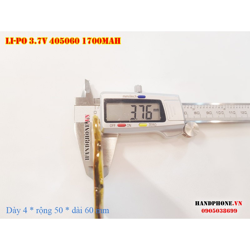 Pin Li-Po 3.7V 405060 385060 1700mAh (Lithium Polymer) siêu mỏng cho điện thoại, định vị GPS, Loa Bluetooth, Camera, Mp3