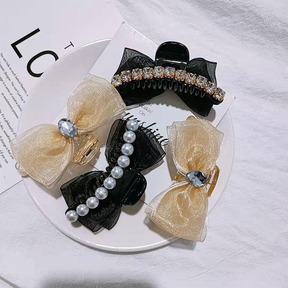 YVE Kẹp Tóc Lưới Đính Hạt Pha Lê Nhã Nhặn