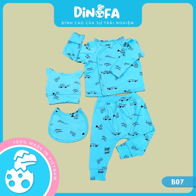 Set Sơ Sinh Dinofa 4 chi tiết chất cottton