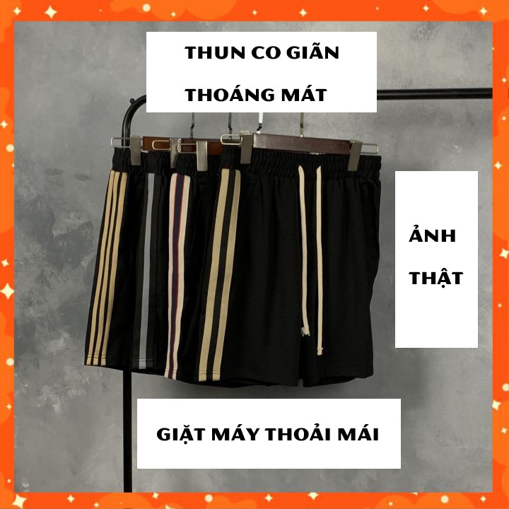 Quần short thun trơn basic đơn giản nam nữ nỉ 1 viền 1 sọc co giãn 4 chiều